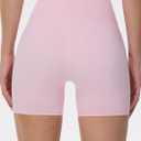 THE GYM PEOPLE Women's High Waist Yoga Workout Shorts Tummy Control Fitness Athletic Running Compression Shorts (Pink, M)