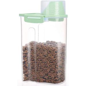 Pet Food Storage Container with Graduated Cup and Seal Buckles Food Dispenser for Dogs Cats (Green)