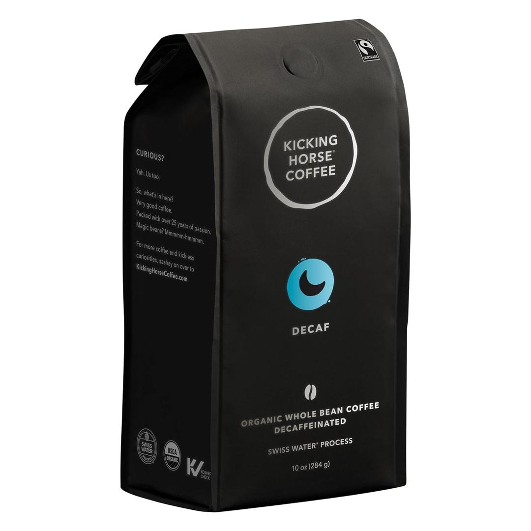 Kicking Horse Coffee, Decaf, Swiss Water Process, Dark Roast, Whole Bean, 10 Oz - Certified Organic, Fairtrade, Kosher Coffee, Expiry: 05/15/26