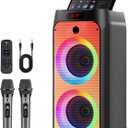 HWWR Karaoke Machine for Adults, Big Party Speaker with 500W Peak Power, Wireless PA System with Dual 8" Subwoofers, Disco Lights & 2 Microphones for Home Party Outdoor, Support USB/AUX/REC/TWS