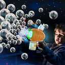 EagleStone Bubble Gun Machine 2 Pack for Kids, 10 Holes Easter Bunny Bubble Wand Blaster for Toddlers 1-3, Automatic Bubble Blower with LED Light, Bubble Solution for Outdoor, Wedding Party Favor (Orange)