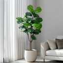 Artificial Fiddle Leaf Tree-5ft Faux Plant Fake Ficus Lyrata Tree Artificial Fig Silk Trees with Pot Floor Plants for Home Living Room Decor Indoor