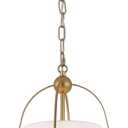 BYOLIIMA Modern Cone Pendant Light Fixture with 13.8" White Linen Fabric Drum Shade 3-Lights Gold Brass Chandelier Vintage Adjustable Hanging Light Fixture Kitchen Island Bedroom Dining Room Foyer