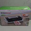 Bonsenkitchen Vacuum Sealer Machine, Globefish Technology for Perfect Vacuum Sealing, Powerful Low-Noise Food Vacuum Sealer with Easy Handle Design, Built-in Cutter & Bag Storage, 1 Bag Roll & 10 Bags (Silver Black)