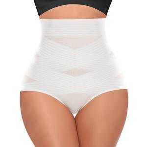 Werena Tummy Control Shapewear Panties for Women High Waisted Body Shaper Slimming Shapewear Underwear Girdle Panty (Large, White-smooth Fabric)