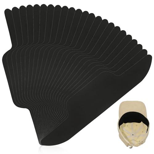 50Pcs Hat Sweat Liner for Baseball Cap, Disposable Absorbing Sweat Band Pad, Hat Sweat Protector Prevents Stains for Men or Women Outdoor Sports or Work, Black