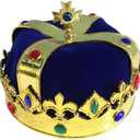 Royal Jeweled King's Crown For Unisex Birthday Halloween Costume Hats Party Prom Pageant Homecoming (Blue)