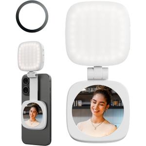 SmallRig Magnetic Selfie Light for iPhone, Phone Light with a Mirror, Instant Attachment for MagSafe, for Selfies, Video Conference, Vibe P48 White