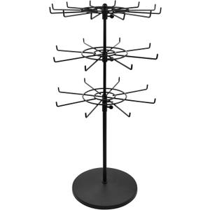 Polmart Heavy Duty Dual Heights (Stand & Tiers) Adjustable Countertop Spinner Display Stand (Black, 3-Tier)