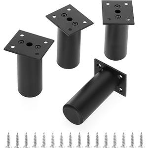 Sumnacon 4Pcs 4 Inch Aluminum Alloy Furniture Cabinet Legs - Adjustable Replacement Legs for Worktop/Unit/Breakfast Bar/Desk Table Black