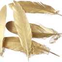 3 x FEARAFTS Gold Feathers Natural Goose for Crafts Wedding Party Decoration 50 Pcs (Gold)