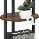 Furinno Turn-N-Tube Side Table, 3-Tier Oval End Table, Night Stand, Bedside Table, for Living Room, Bedroom, Amber Pine/Black, 1-Pack, Plastic Frame, 3-Tier, 27.6 Inches Tall