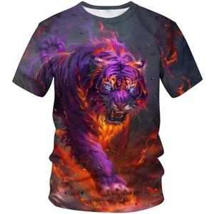 WHNBCW Funny Tiger Printed T-Shirt Animal Graphic Tee Shirt, Size M