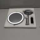 1/15 Wall Mounted LED Makeup Mirror Magnifying Makeup Mirror 3500 mAh Rechargeable, Touch Dimmable 3 Color Lights, 8 Double Sided 360 Rotation, Ideal for Hotel and Bathroom (Silver)