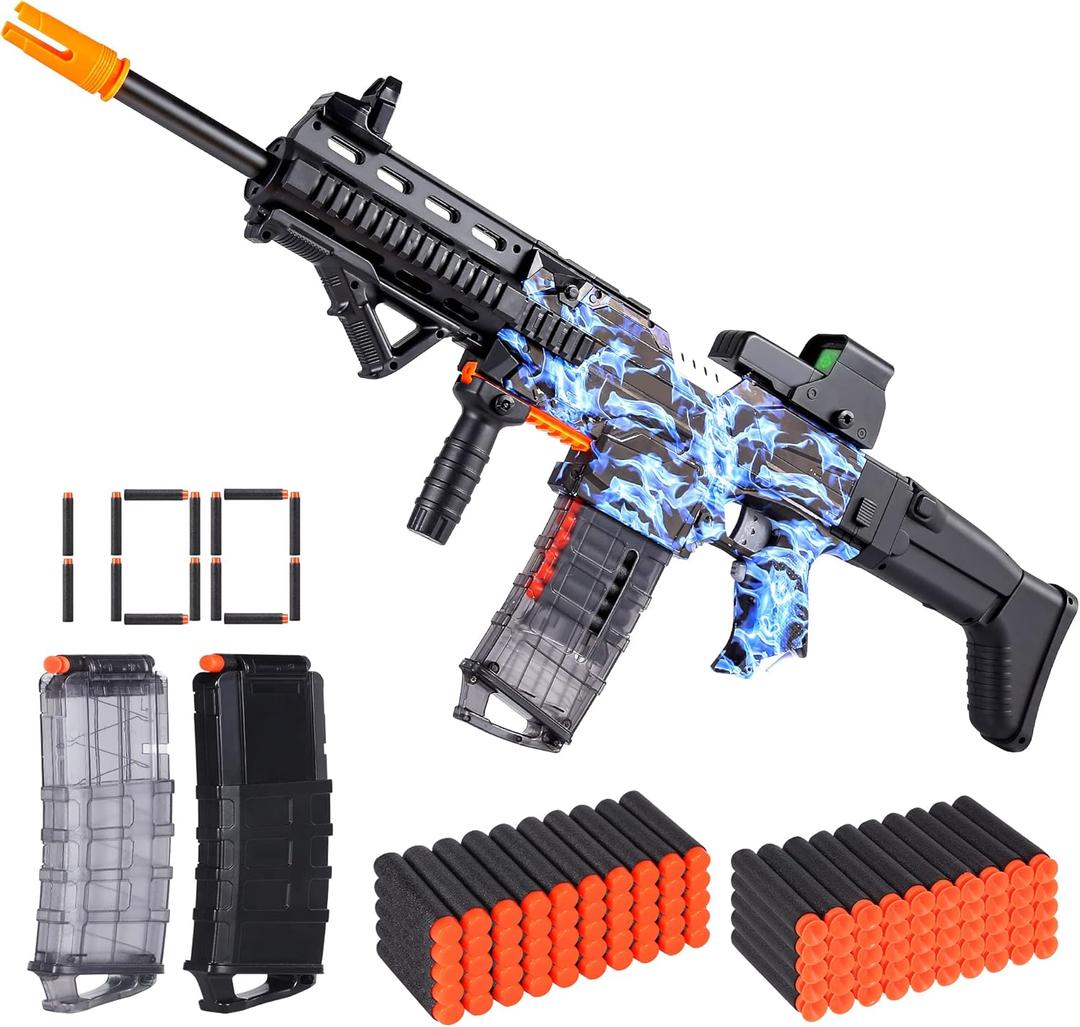 COOLFOX Electric Automatic Toy Gun for Toy Guns Sniper Soft Bullets [Shoot Faster] Burst Soft Bullets Toy Gun for Boys,Toy Foam Blasters & Guns with 100 Toy Sniper Darts for Kids(Blue)