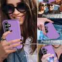 for Samsung Galaxy S24 Case, with Screen Protector, Port Protection, Full-Body Non-Slip Silicone Rubber Covered, 3-Layer Combo Drop-Proof Cover Phone Case for S24 5G(2024), Black/Purple