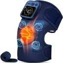 KingPavonini Cordless Knee Massager for Pain Relief, Newly 4 Motors Vibration, 5 Heat Levels, 6 Massage Modes, Knee Heating Pad for Knee Pain, Heated Knee Massager Brace, Gifts for Mom Dad (1Pack)