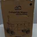 Uyittour Collapsible Wagon Cart Heavy Duty Foldable, Folding Beach Wagon with Big Wheels for Sand, Utility Grocery Cart with Side Pocket and Brakes for Camping Sports Outdoor Activities, Black (140L)