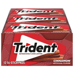 Trident Cinnamon Sugar-Free Chewing Gum, 12 Packs of 14 Pieces (168 Total Pieces) Trident Cinnamon Sugar-Free Chewing Gum, 12 Packs of 14 Pieces (168 Total Pieces)