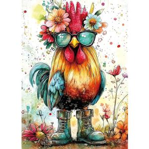 Sunglasses Cool Chicken 1000 Piece Puzzles for Adults, Hard Challenge Art Jigsaw Puzzles, for Gifts Birthday Party Games Family, 27.5" X19.7" Dust Free Puzzle