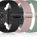 3 Pack 19mm Stretchy Nylon Watch Bands for ID205L Veryfitpro Smart Watch,Soft Sport Band Quick Release Wristband Loop Elastic Strap for Willful YAMAY SW021 ID205L/SW025 ID205S Women Men (Black+Rose Pink+Cactus)