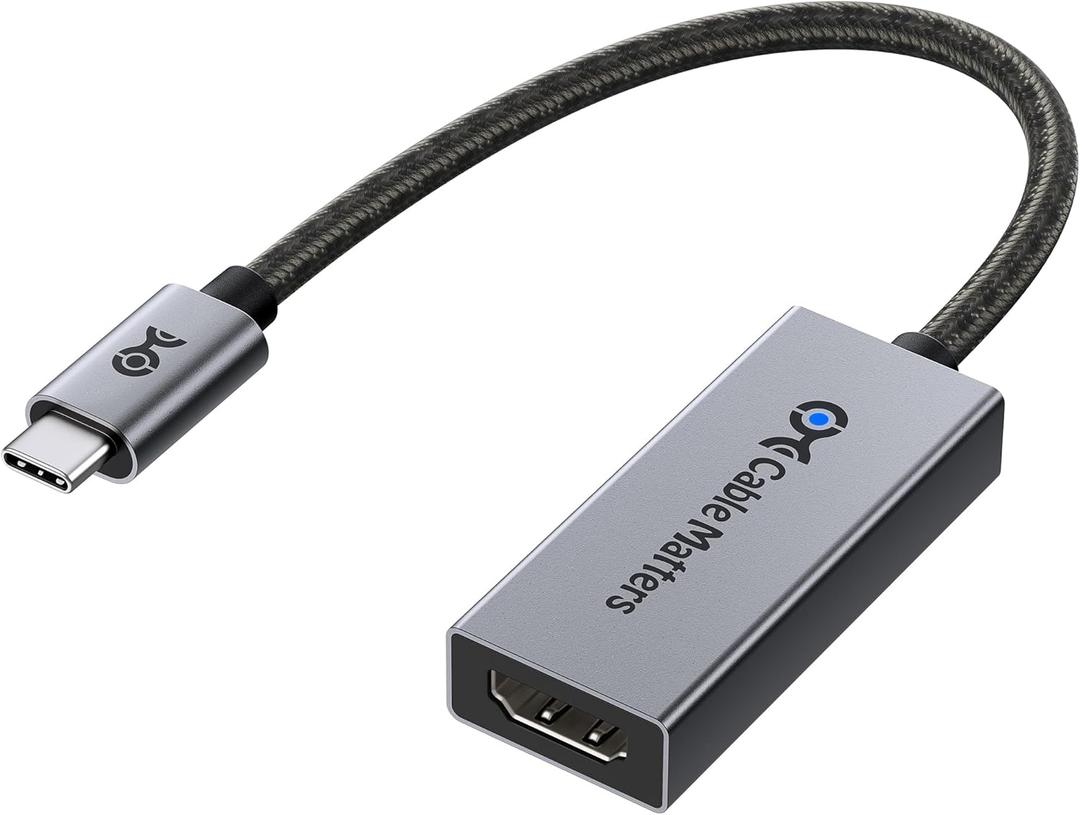 Cable Matters 48Gbps Unidirectional USB C to HDMI 2.1 Adapter, Supports 8K 60Hz / 4K 240Hz HDR, Thunderbolt 4 to HDMI2.1, HDMI 2.1 to USB C Adapter, Thunderbolt 5 Compatible - up to 4K@60Hz for macOS