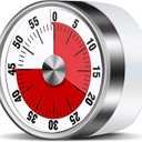 Visual Kitchen Timer for Cooking and Kids with Loud Alarm, Classroom Timers for Desk, No Batteries Required, Mechanical Desk Timer, Magnetic Egg Timer for Study, Chef Clock, Stainless Steel, Countdown