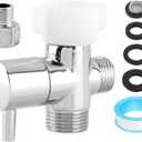 Bidet T Adapter With Shut off Valve, Metal T Valve for Bidet 7/8 x 7/8 x 1/2or 3/8, 3-way Tee Connector Bidet Attachments for Bathroom Installation