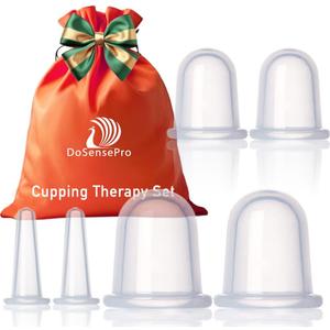 Cupping Kit for Massage Therapy - by DoSensePro, Cupping Set of 6 Professional Silicone Cups (2XL 2L 2m)