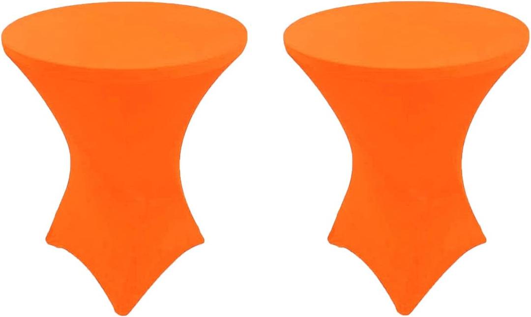 2 Pack Neon Orange 32x42 inches Cocktail Highboy Spandex Fitted Stretch Tablecloth Table Cover Wedding Event Party