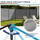 Windscreen4less Outdoor Privacy Fence Screen, 5'x24' Freestanding Privacy Fencing Set with Iron Poles and Ground Spikes, UV Resistant Mesh Cover Garden Pet Fencing for Backyard Patio Pool, Light Gray