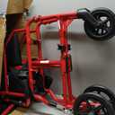 Medline Ultra Lightweight Transport Wheelchair for Adults, Foldable, 19-Inch Seat Width, Red Frame, Black Upholstery