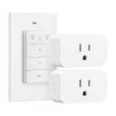 DEWENWILS Remote Control Outlet, Wall Mounted Wireless Light Switch, 2 Independent Control Sockets Electrical Remote Outlet Switch for Lamps, Fans, Household Appliance, No Wiring,100 Ft Range