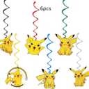For JP Pokemon Happy Birthday Banner, Party Decoration With 6 Vortex Decorative Pendants