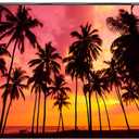 Sensfun 7x5ft Summer Seaside Sunset Photography Backdrop Vinyl Palm Trees Silhouettes on Tropical Beach Photo Background for Baby Shower Happy Birthday Party Children Photo Studio Props(WP125)