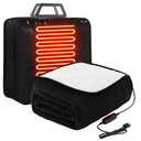 Glooglitter USB Heated Blanket 50"x60" Large Heating Throw Electric 5v Powered with Timer and Temperature Controller for Car Winter Travel Home Office Camping(Black and White, Solid Color)