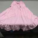 Womens Strapless Mini Dress Twist Knot Front Cut Out Babydoll Dress Smocked Backless Ruffle Hem Tube Dresses (Small, Pink)