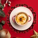 Set of 4 Christmas Placemats 15 Inch Scalloped Cotton Linen Placemats Embroidery Christmas Buffalo Plaid Placemat Washable Red and Black Plaid Place Mats for Xmas Holiday Dinner Table Setting Decor