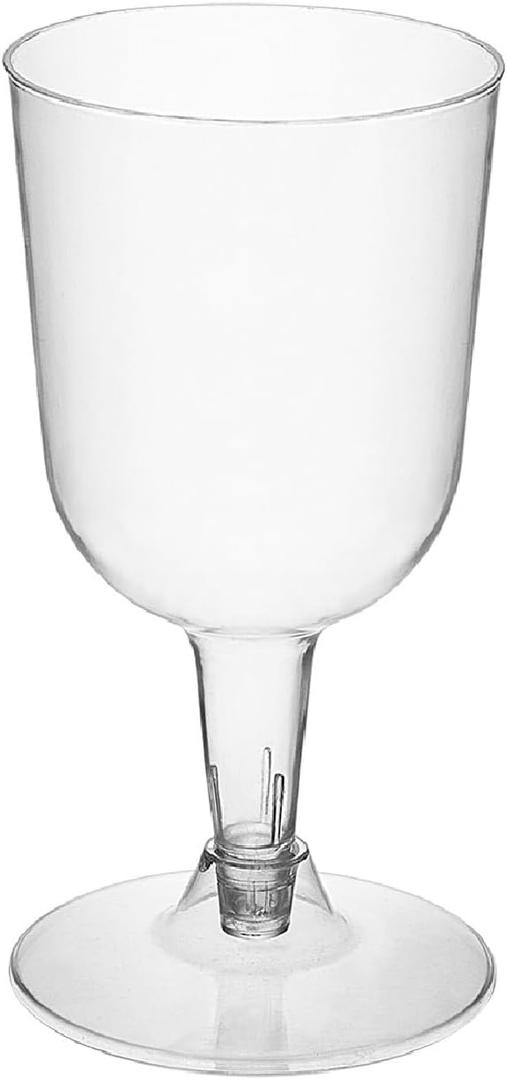Party Essentials Disposable 2-Piece Plastic Wine Glasses/Stemmed Cups, For Drinks, Cold Beverages, Cupcakes, Desserts, Dips, Jellies, Snacks, Yogurt Parfaits, 7-Ounce, 100-Count, Clear