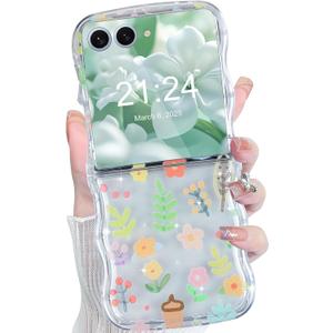 DAKORIE Galaxy Z Flip 7 Case Clear Flip 7 Case Flower Protective Cover for Samsung Galaxy Z Flip 7 2025 5G for Women Girl - A