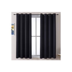ChrisDowa Grommet Blackout Curtains for Bedroom and Living Room - 2 Panels Set Thermal Insulated Room Darkening Curtains (Black, 52 x 63 Inch)