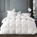 Globon Winter White Goose Down Comforter Queen Size,Down Duvet Insert,800 Fill Power,400 Thread Count Ultra Soft Noiseless Shell with Corner Tabs,White (Queen 90*90in)