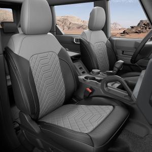 FREESOO Custom Seat Covers for 2021-2026 Ford Bronco 4 Door | without cupholder, OEM fit, waterproof leather, storage pockets, airbag compatible