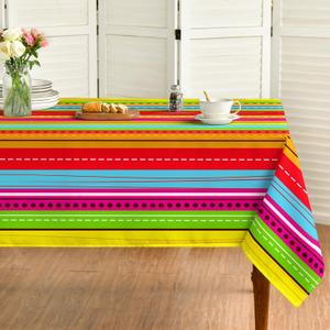 Horaldaily Cinco Stripe Tablecloth 60120 Inch Rectangular, Red Dia De Los Muertos Stripe Seasonal Table Cover for Party Picnic Dinner Decor