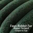 HAUSSY Faux Fur Throw Pillow Covers 24x24 Inch Set of 2, Decorative Striped Neutral Pillow Cases Soft Plush Couch Pillow Covers, Home Decor for Sofa,Bed, Living Room, Dark Green