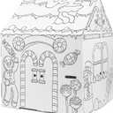 Easy Playhouse Gingerbread House - Kids Art & Craft for Indoor Fun, Color Favorite Holiday Sweets & Winter Friends Decorate & Personalize a Cardboard Fort, 32" X 26. 5" X 40. 5", Small