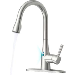 Touchless Kitchen Faucet with Pull Down Sprayer, Adjustable Water Flow, Handle Rotation 270 Degrees & Magnetic Docking Spray, Motion Sensor Kitchen Faucets for Sink 1 or 3 Hole Brushed Nickel (Brushed Nickel (adapter not included))