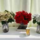 Yellow Christmas Artificial Poinsettia Flowers 8Pack Silk Yellow Poinsettias Artificial Bushes Christmas Flowers 5 Heads Floral Bouquet with Stem for Home Decor