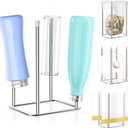 Water Bottle Drying Rack Reusable Bottle Rack Dryer Kitchen Stand Holder Metal Countertop Baby Bottle Drying Rack Water Cup Drying Rack for Plastic Bags, Bottles and Cups (Sliver, Small)