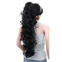 S_SSOY 31"(78cm) Women's Curly Pony Tail Hair Piece Synthetic Claw Clip Ponytail Wavy Long Curled in Hair Extension Extensions Long/Voluminous Wig Hairpieces for Women Girls Lady, 1B#